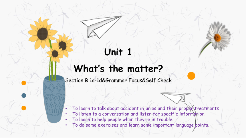 Unit1  What's the matter? Section B 1a-1d&Grammar Focus&Self Check课件（共19张PPT）