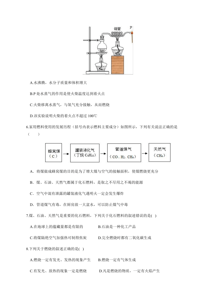 人教版化学 九年级上册 第七单元：燃料及其利用 期末复习测试（含解析）