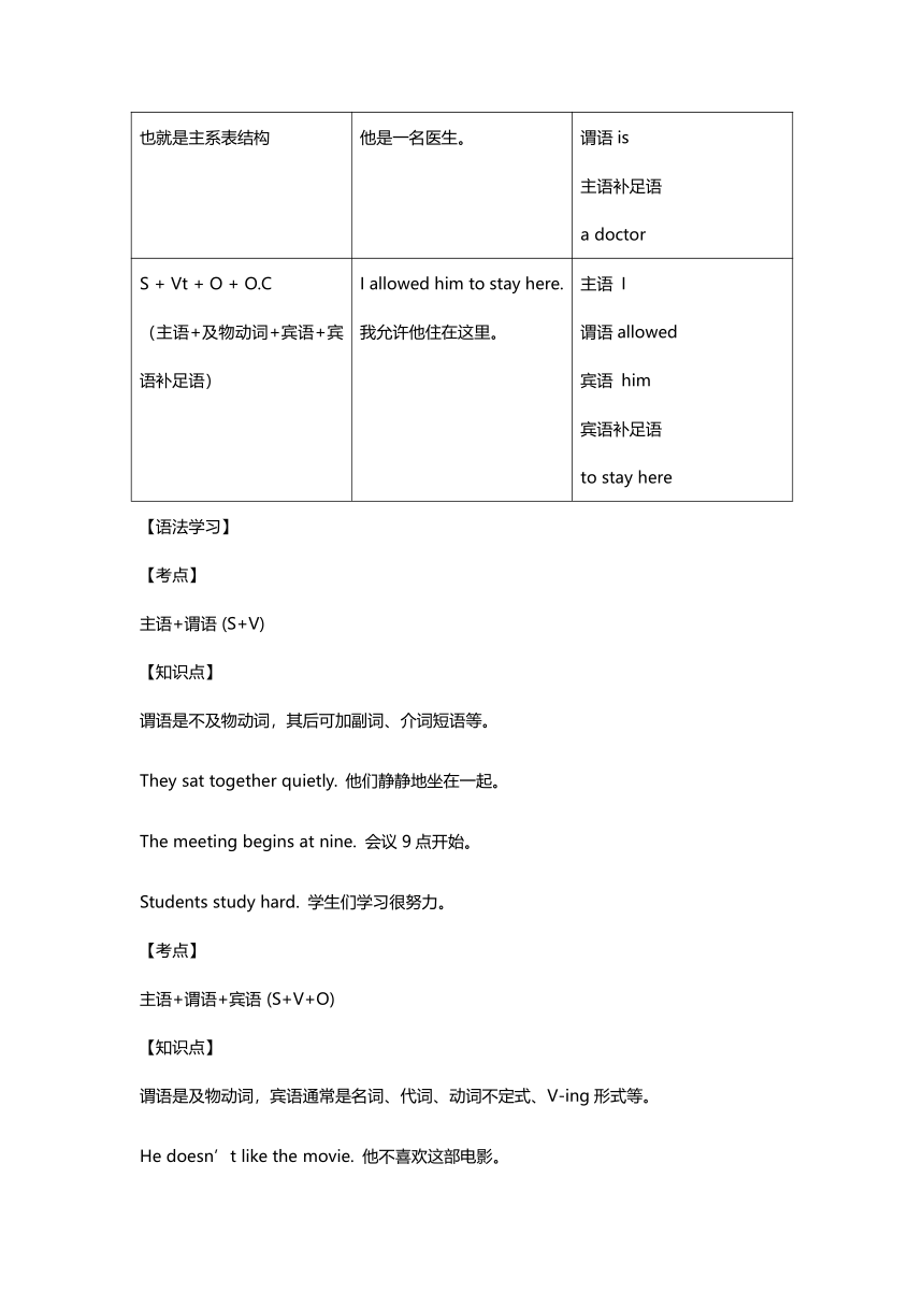 初中语法知识点学案_lesson27-2简单句-基本句型