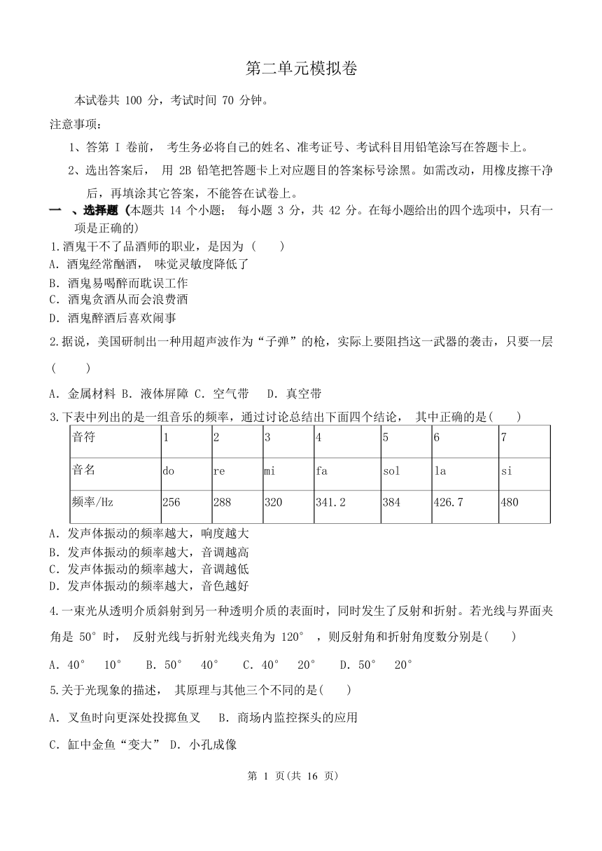 第2章 对环境的察觉 单元测试（含解析）