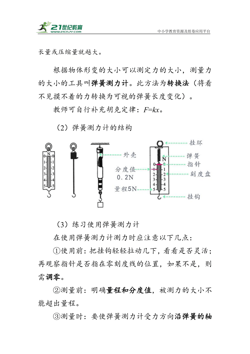 人教版物理八年级下册《弹力》教案