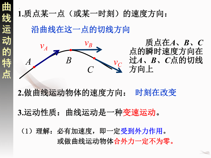 5.1曲线运动课件 (共22张PPT)高一下学期物理人教版必修2