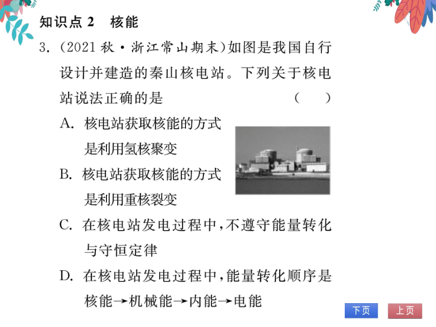 【2023版】人教版物理九全-第22章 能源与可持续发展 第1、2节 能源 核能 习题课件