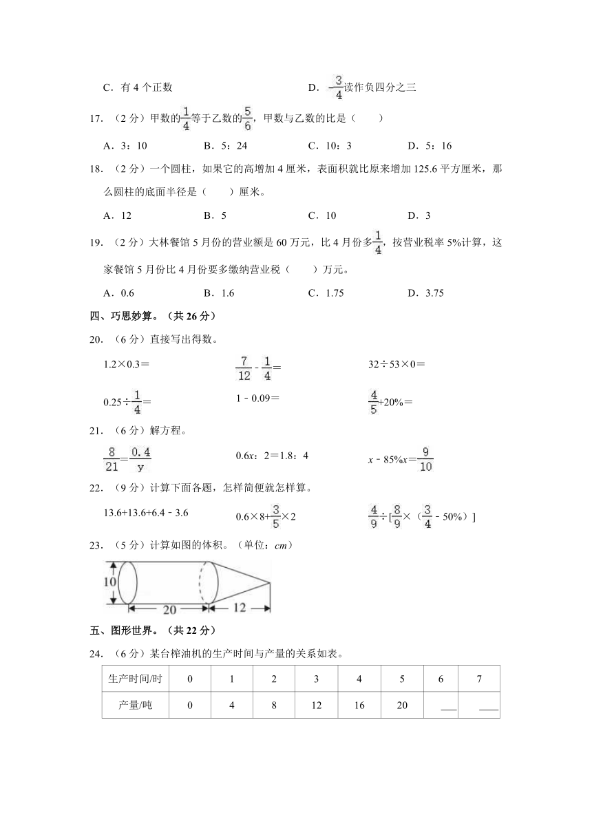 2022年陕西省安康市岚皋县小升初数学试卷（含答案）