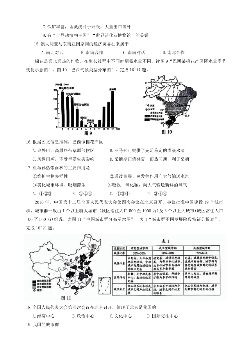 2024年云南省昆明市官渡区初中学业水平考试一模地理试题（含答案）