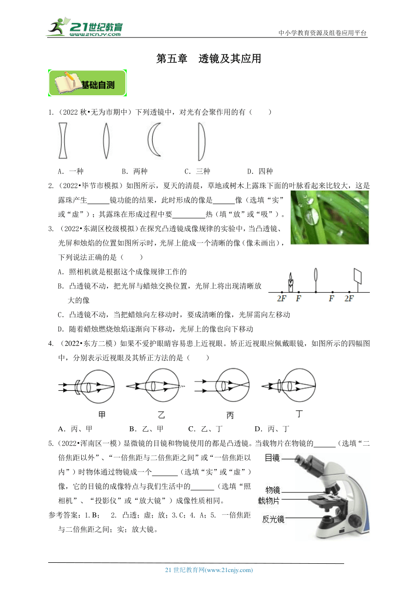 期末复习 人教版物理八年级高频考点精准练第五章 透镜及其应用﹙基础自测+易错分析+典例精讲+知识点梳理+达标检测+答案解析）