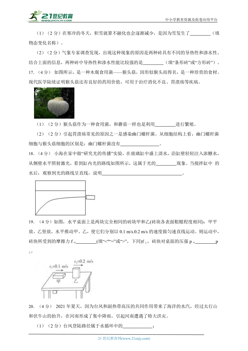 2023年科学中考模拟测试卷14（满分170分）