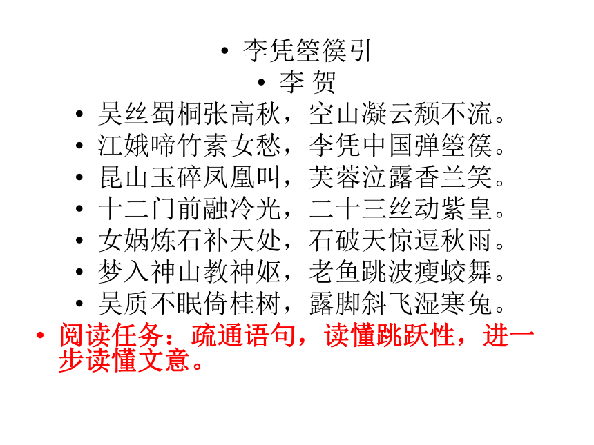 人教版高中语文选修--中国古代诗歌散文欣赏--第三单元《李凭箜篌引》课件(共18张PPT)