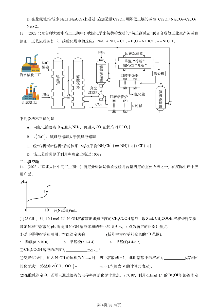 2023北京重点校高二（上）期中化学汇编：离子反应1（PDF含答案）