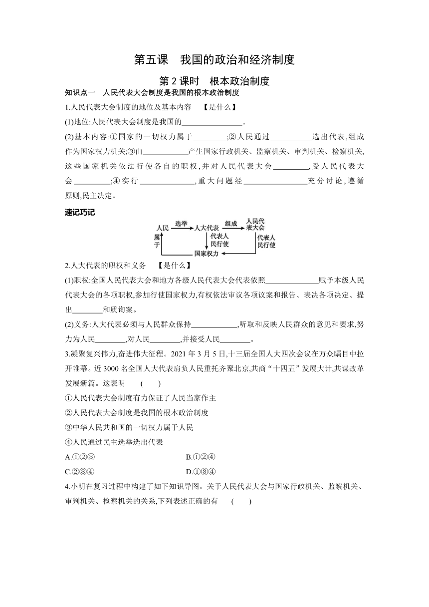 5.2 根本政治制度 学案（含答案）