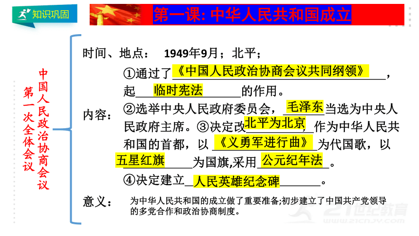 第一单元 中华人民共和国的成立和巩固  单元总复习课件
