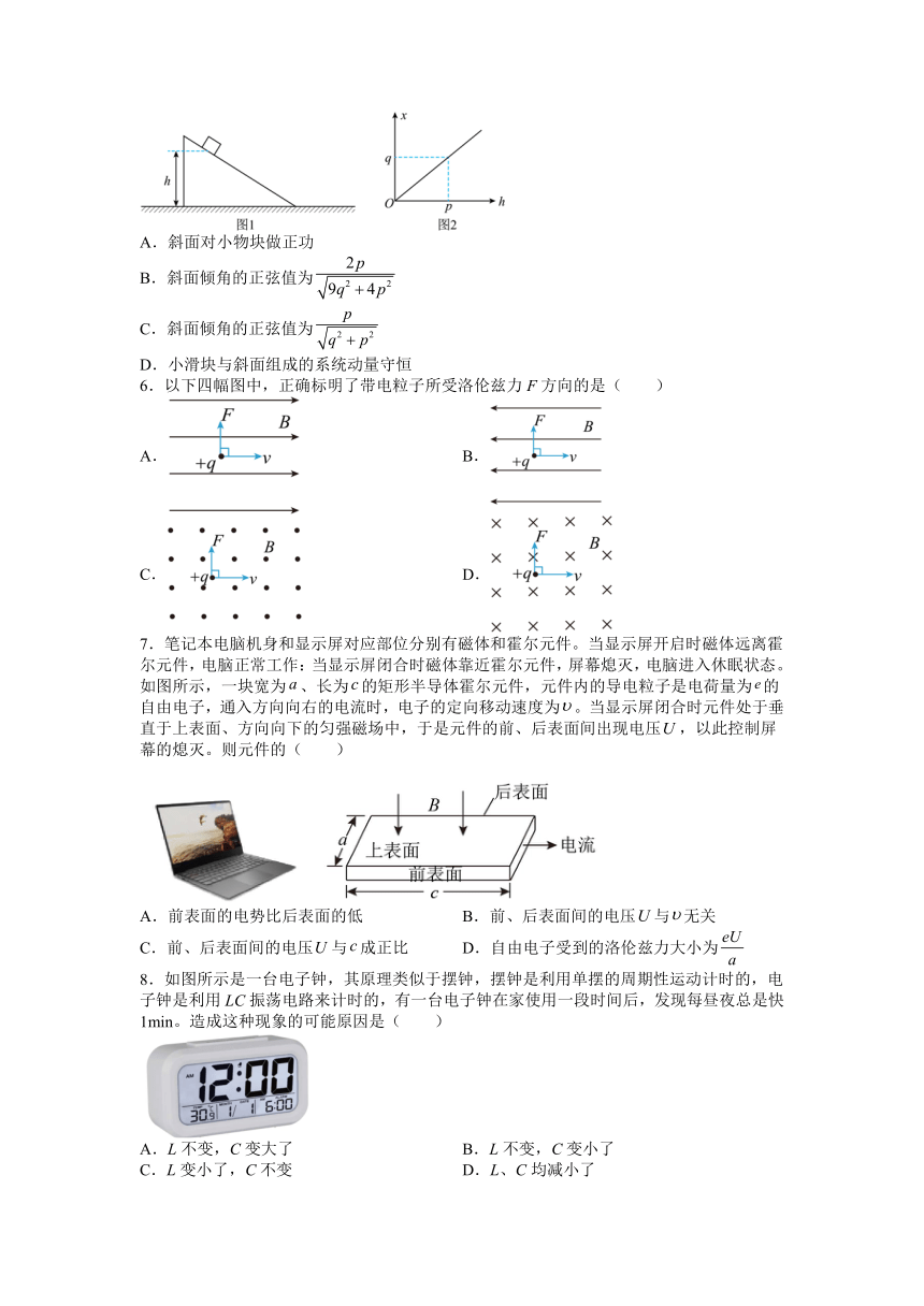 江西省抚州市资溪县第一中学2022-2023学年高二下学期5月期中考试物理试题（含答案）