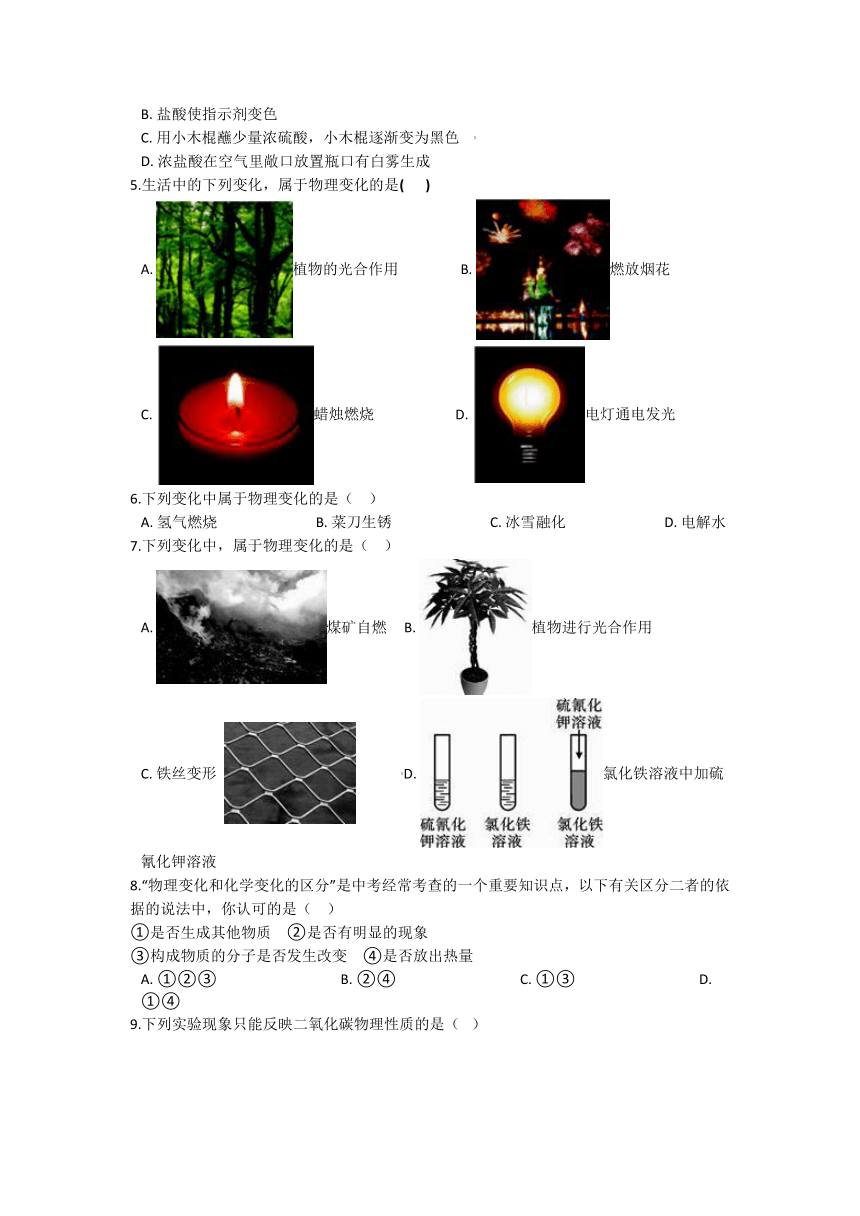 4.8物理性质和化学性质 同步练习（含解析）