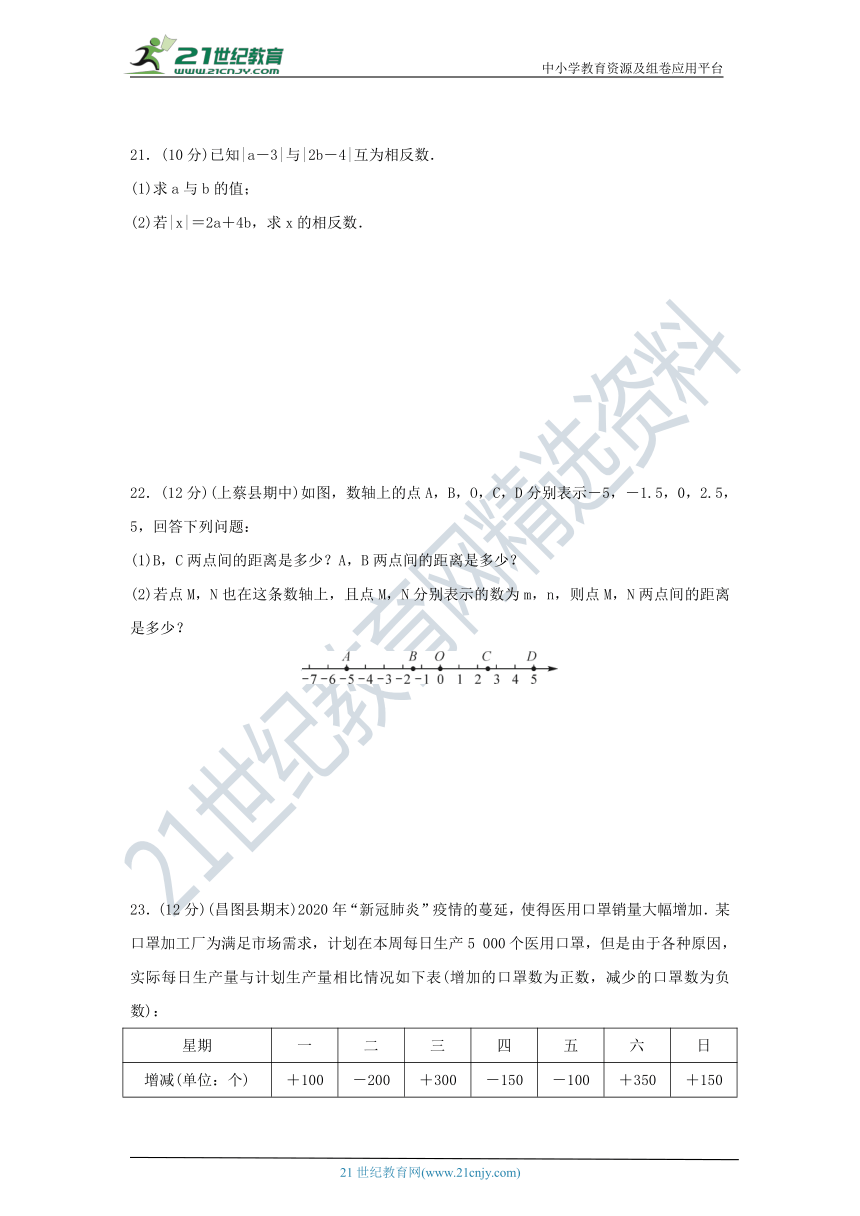 华东师大版七年级数学上册 名校优选精练 第一、二章检测题（含答案）