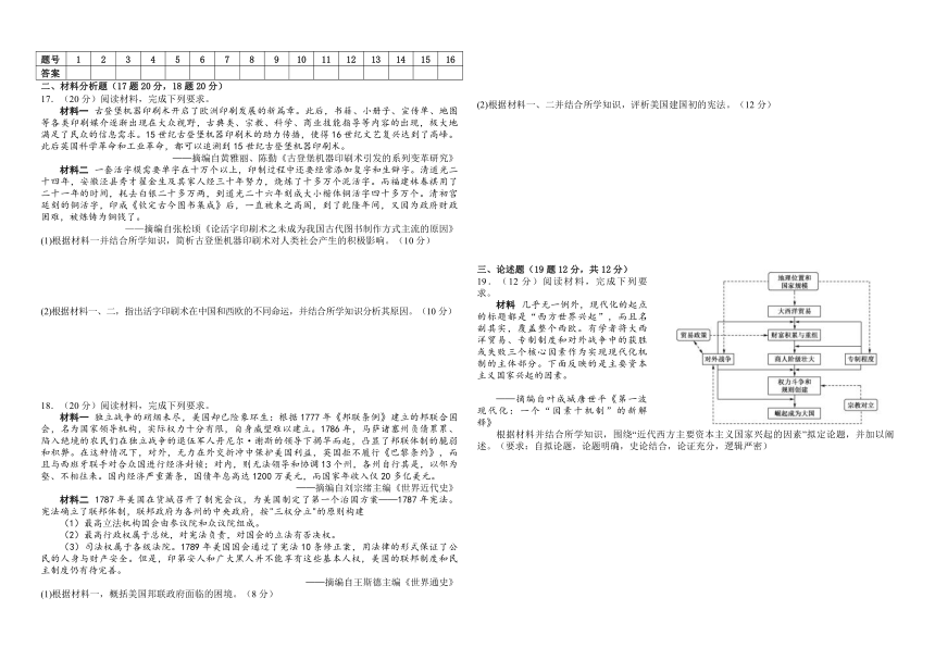 第四单元 资本主义制度的确立 测试（含解析）  2023-2024学年高中历史统编版（2019）必修中外历史纲要下