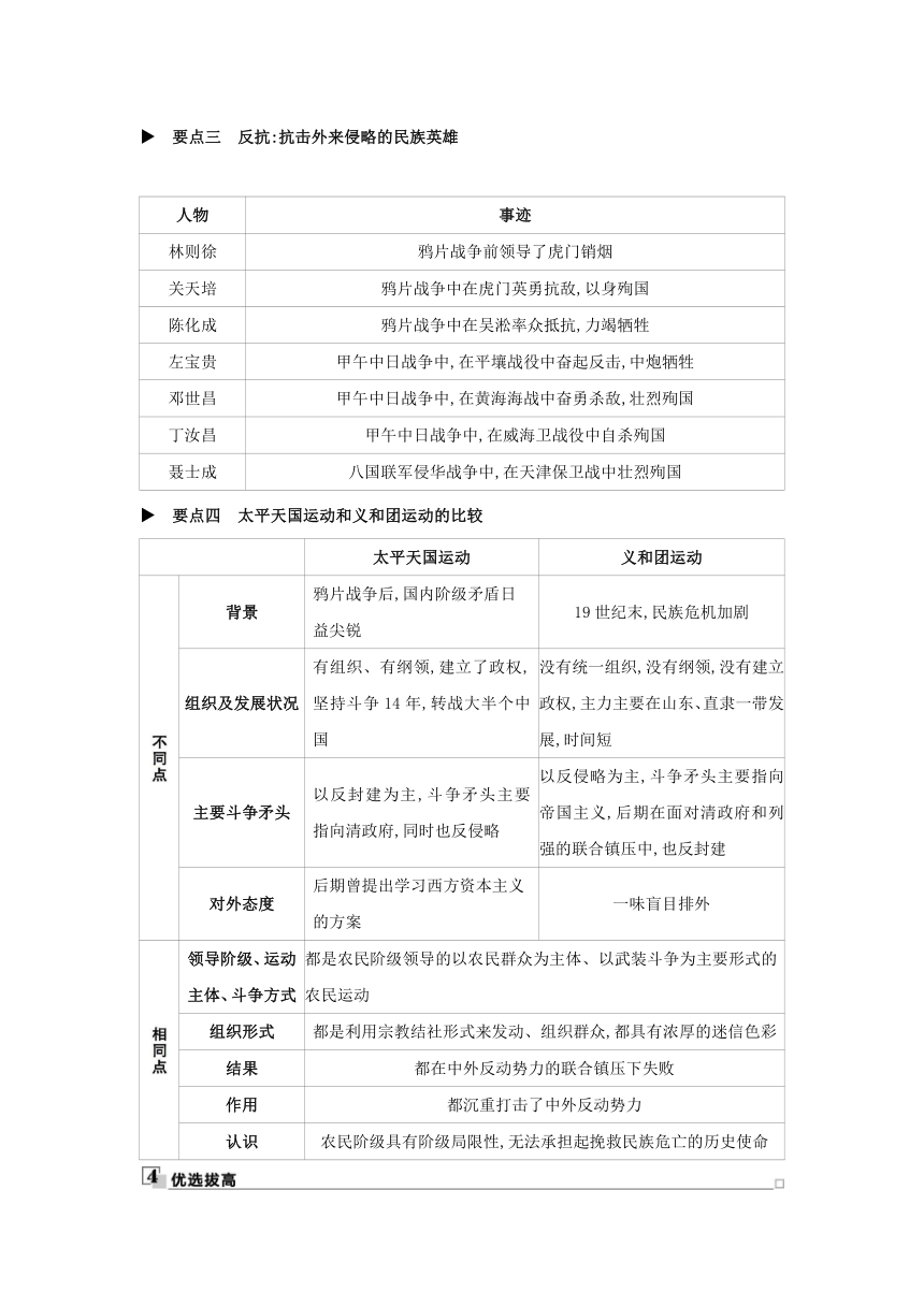 部编版历史八年级上册同步学案：第二单元 近代化的早期探索与民族危机的加剧  单元总结提升（含答案）