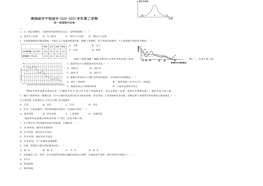 宁夏青铜峡市宁朔县中2022-2023学年高一下学期期中考试地理试题（含答案）