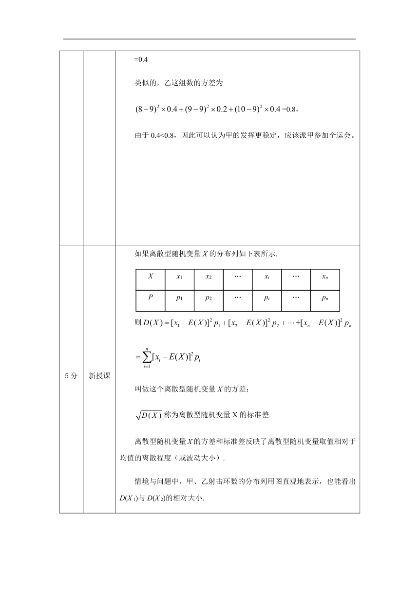 4.2.4 随机变量的数字特征（2）教学设计（表格式）