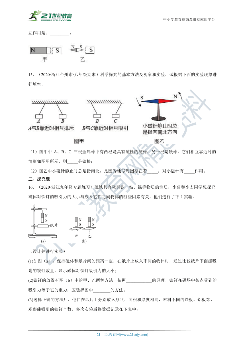 1.1 指南针为什么能指方向  一课一练（含解析）