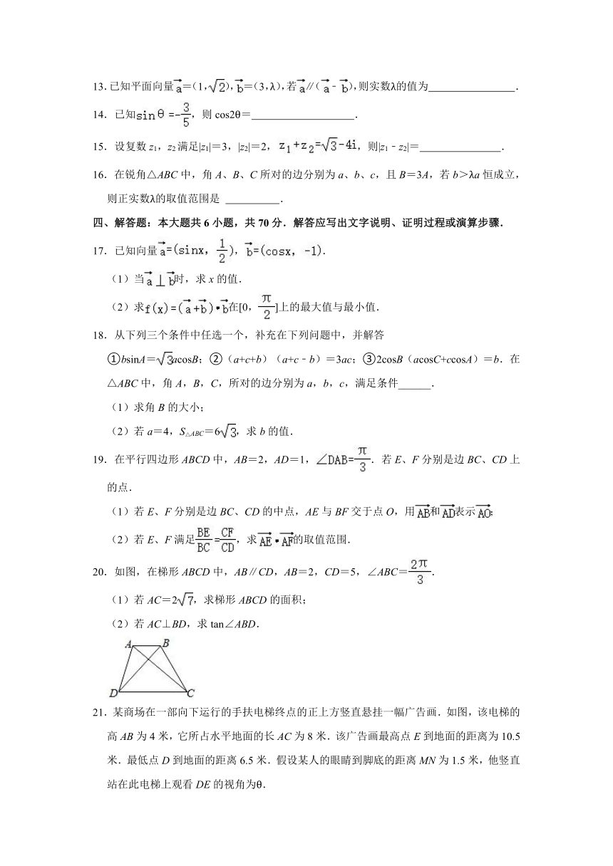 2020-2021学年江苏省南通市如东县高一（下）期中数学试卷（word解析版）