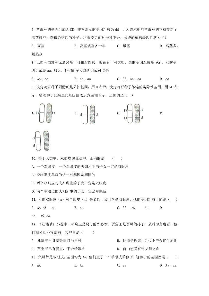 人教版八下生物7.2.3基因的显性和隐性单元试卷（含解析）