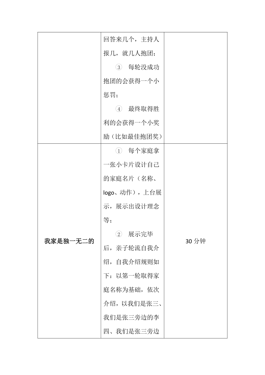 小学心理健康通用版 亲子团辅方案 享受我的亲子时光 教案（表格式）