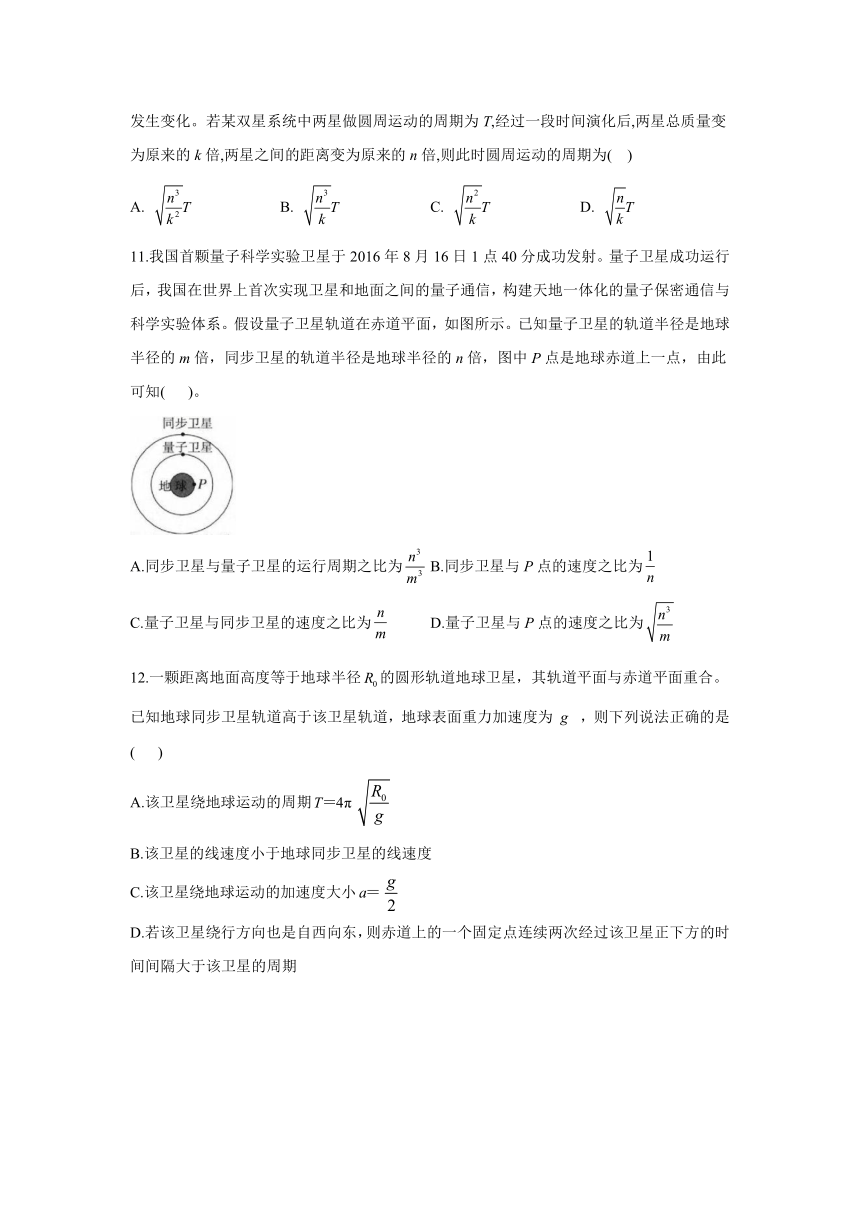 万有引力与航天 单元测试 2020-2021学年高一下学期物理人教版  Word版含解析