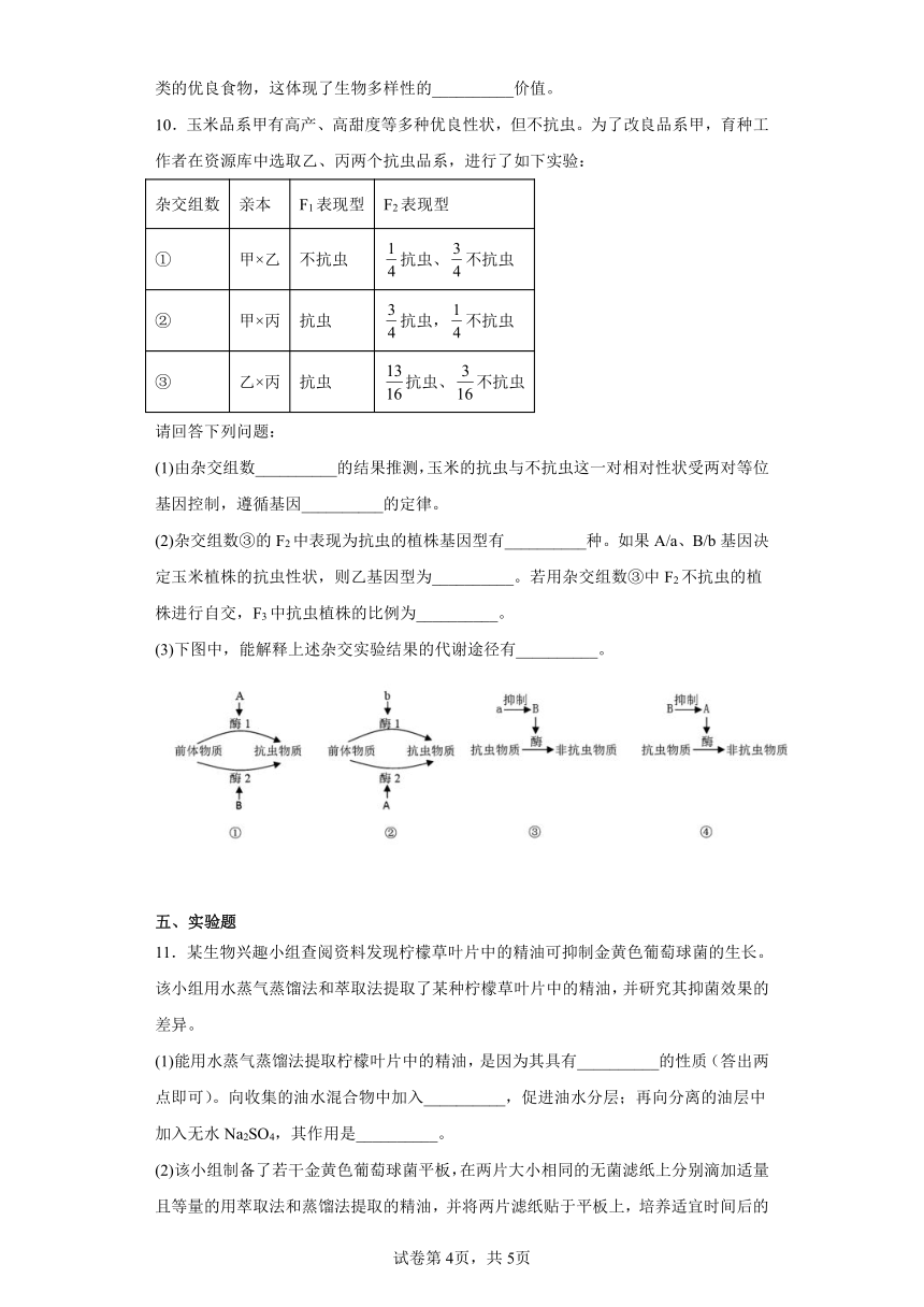 2023届四川省凉山彝族自治州高三下学期第三次诊断性检测理综生物试题（含答案）