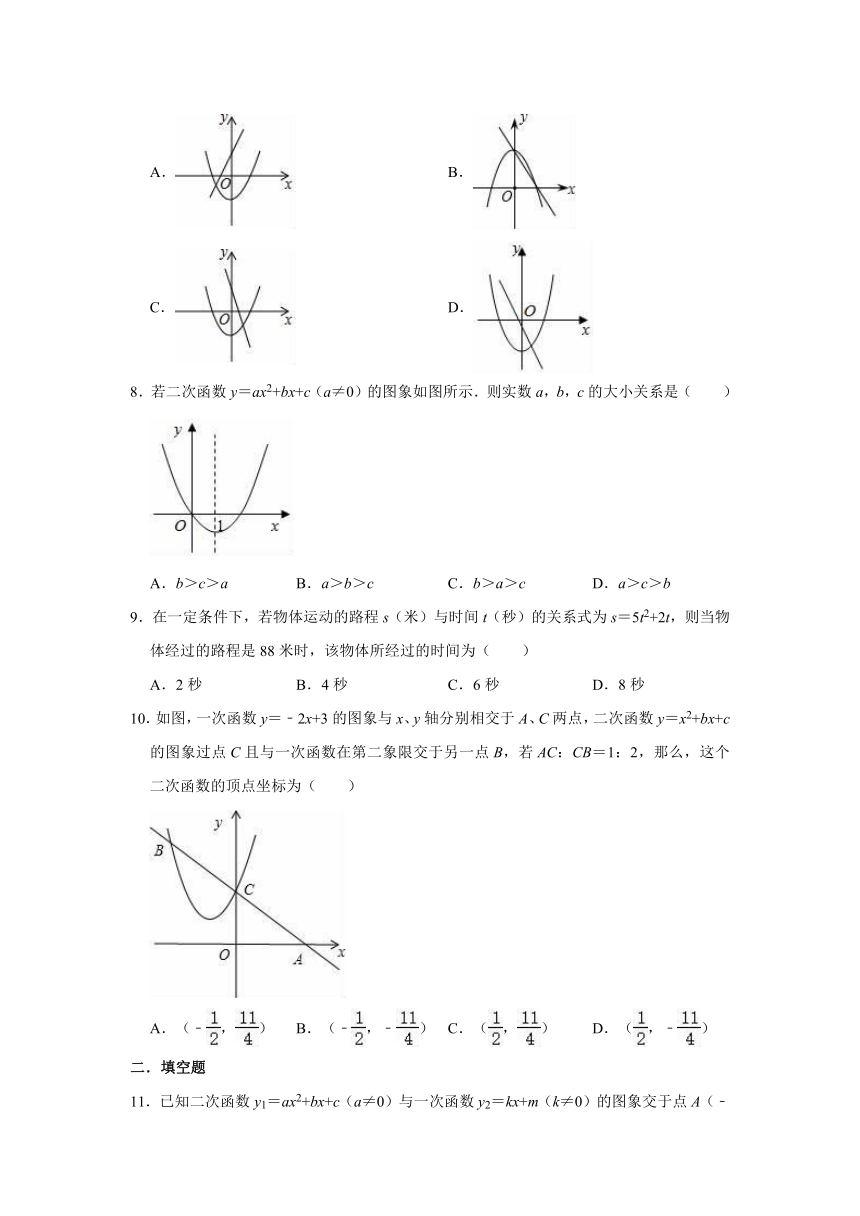 2020-2021学年冀教新版九年级下册数学《第30章 二次函数》单元测试卷（word有答案）