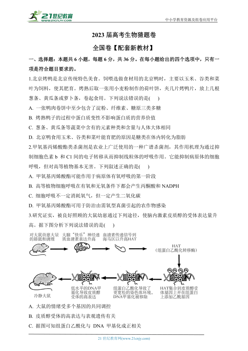 2023届高考生物猜题卷 全国卷（配套新教材）（含答案）