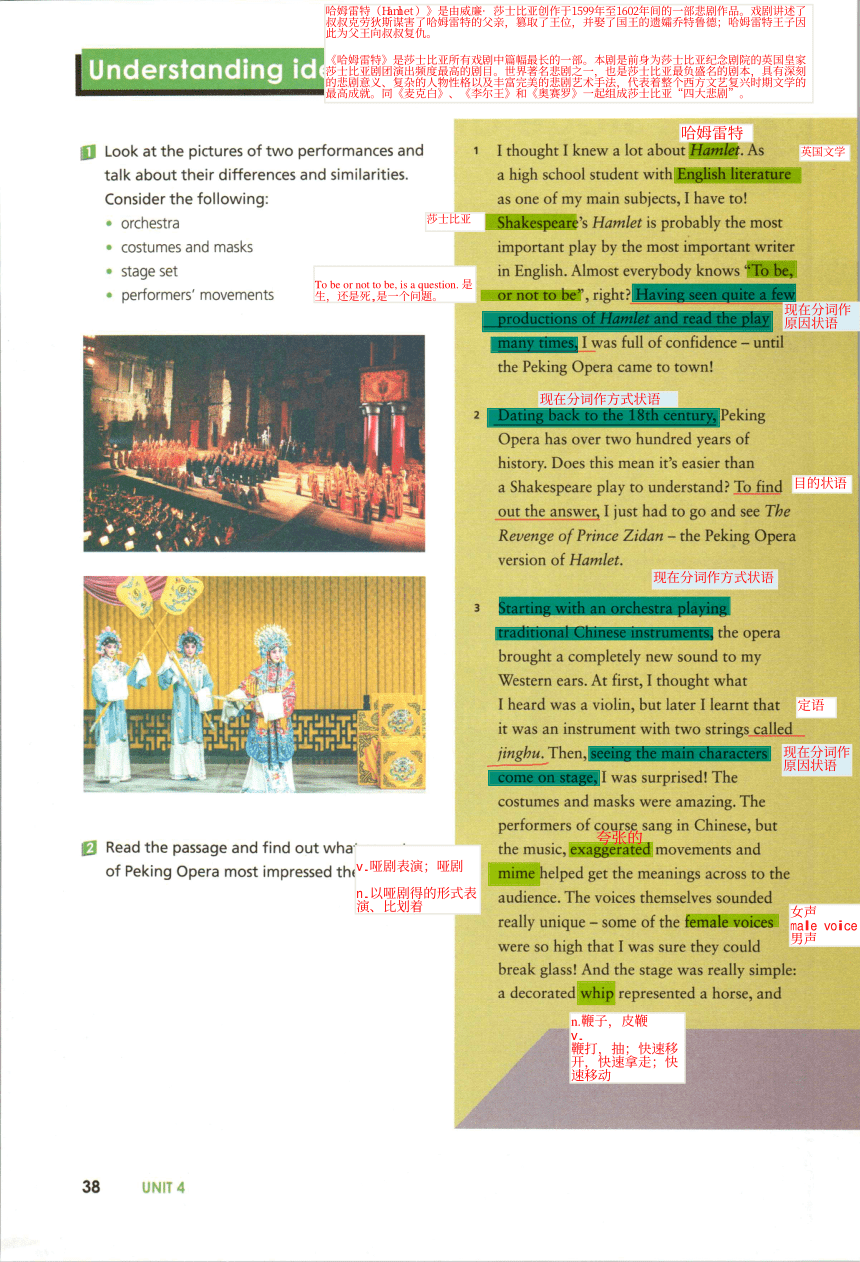 外研版高中英语必修二 unit 4 Stae and screen 课文注释 PDF 电子书版