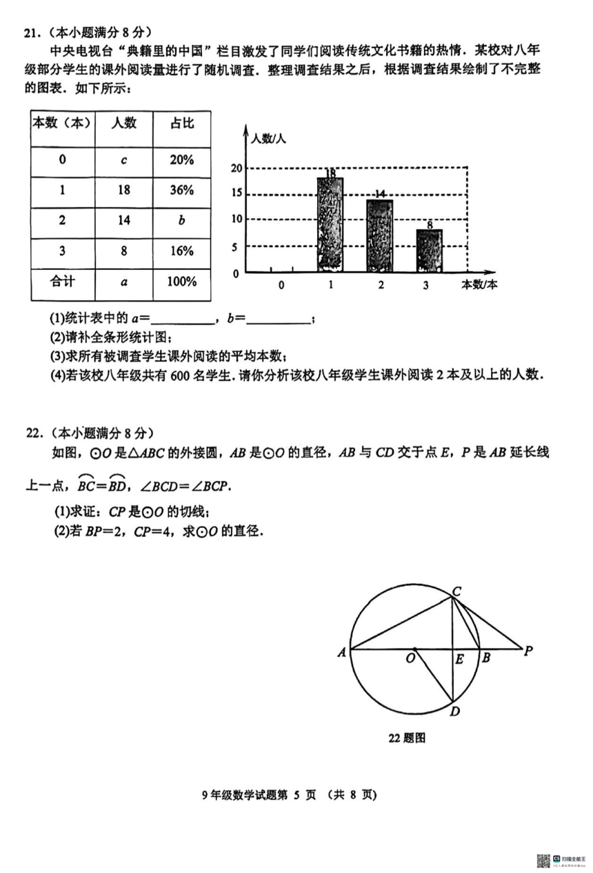 2024年山东省济南市槐荫区、莱芜区、南山区九年级中考一模联考数学试题+（图片版含答案）