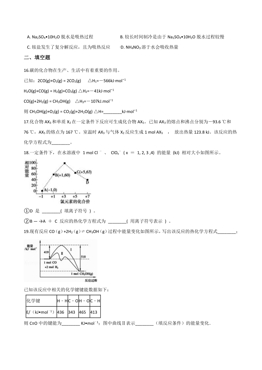 高中化学人教版（新课程标准）选修4化学反应原理第一章化学反应与能量章节检测