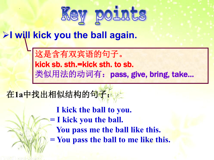 Unit 1 Topic 2 I'll kick you the ball again.Section A课件（共23张PPT，内嵌音频）