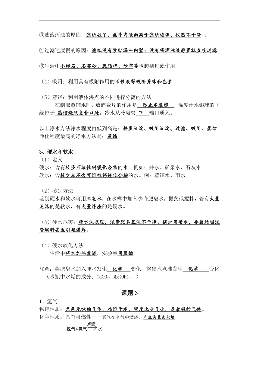 第四单元自然界的水  知识点小结-2022-2023学年九年级化学人教版上册