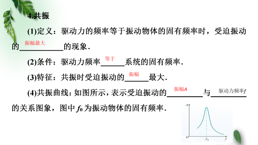 2.6受迫振动 共振(1)课件(共20张PPT) 人教版(2019)新教材高中物理选择性必修1