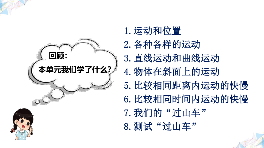 教科版(2017秋）三年级科学下册第一单元物体的运动复习（课件36张ppt）