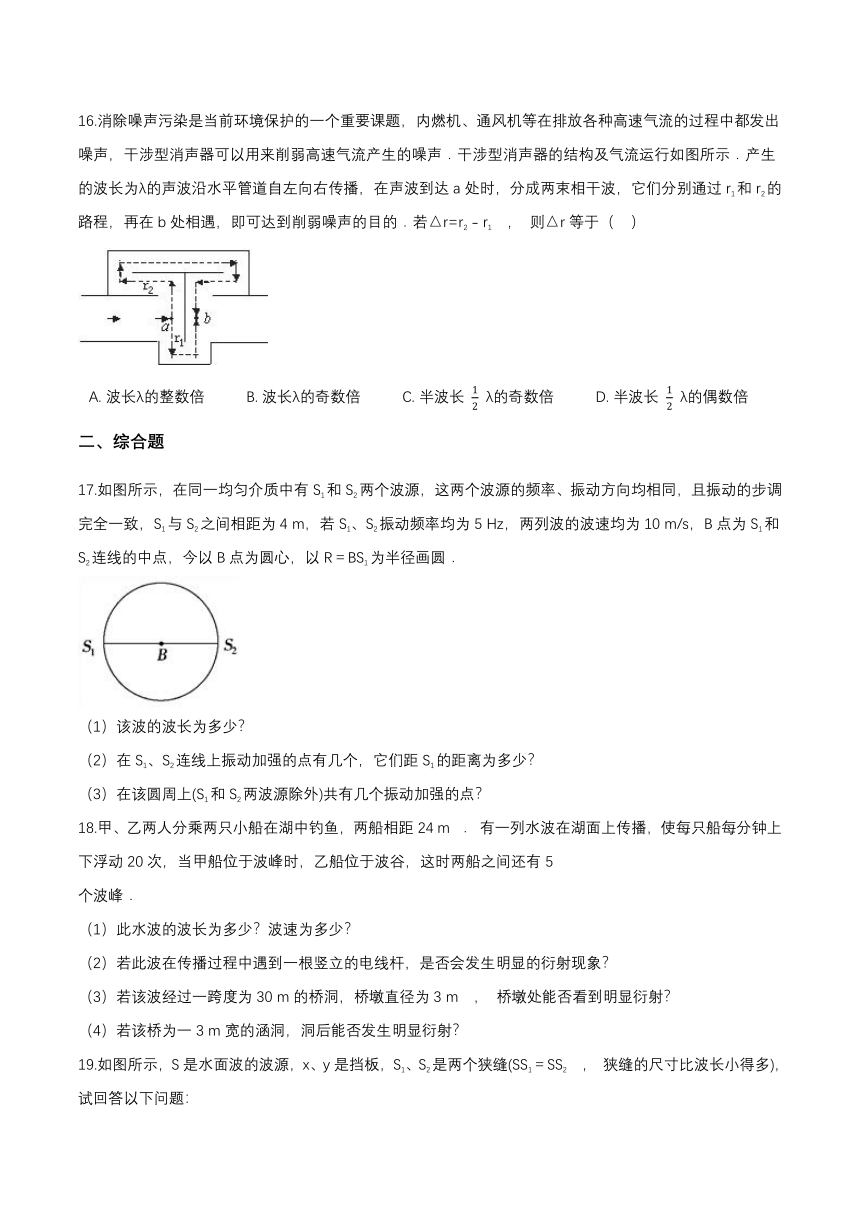 3.3波的反射、折射和衍射基础达标（word含解析）-2021-2022学年【新教材】人教版（2019）高中物理选择性必修第一册（含答案）