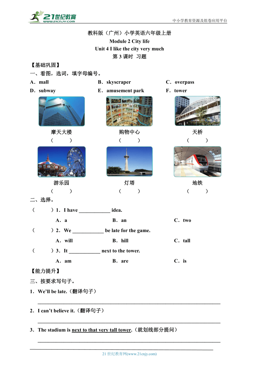 【新课标】Unit 4 I like the city very much 第3课时 习题