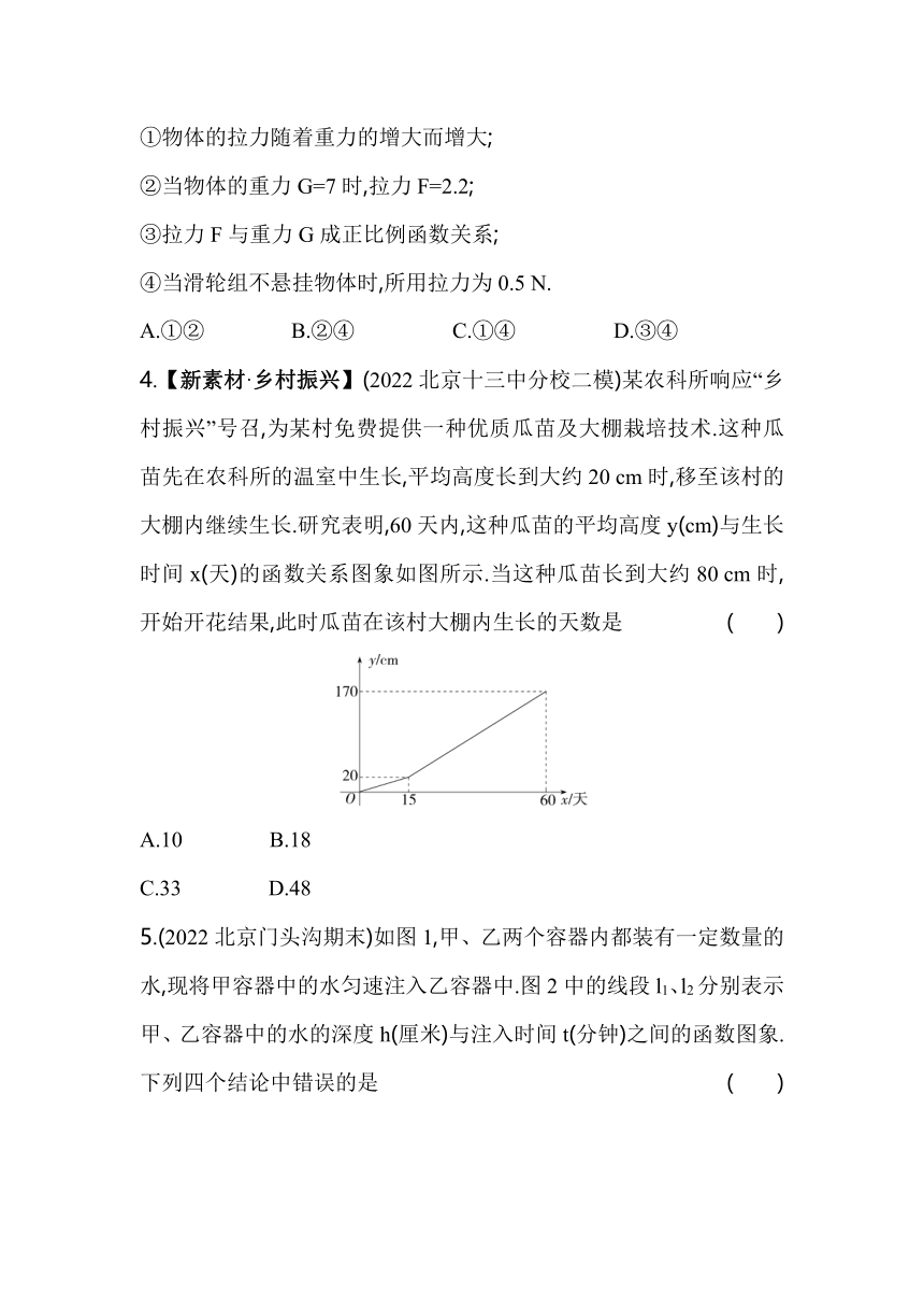 北京课改版数学八年级下册14.7.1　一次函数的应用同步练习（含解析）