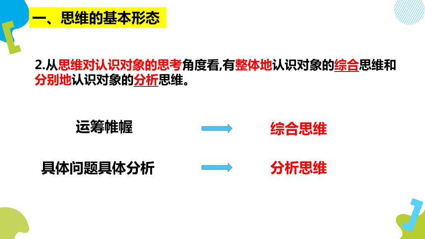 1.2 思维形态及其特征 课件-2020-2021学年高中政治统编版选择性必修3 逻辑与思维（共29张PPT）