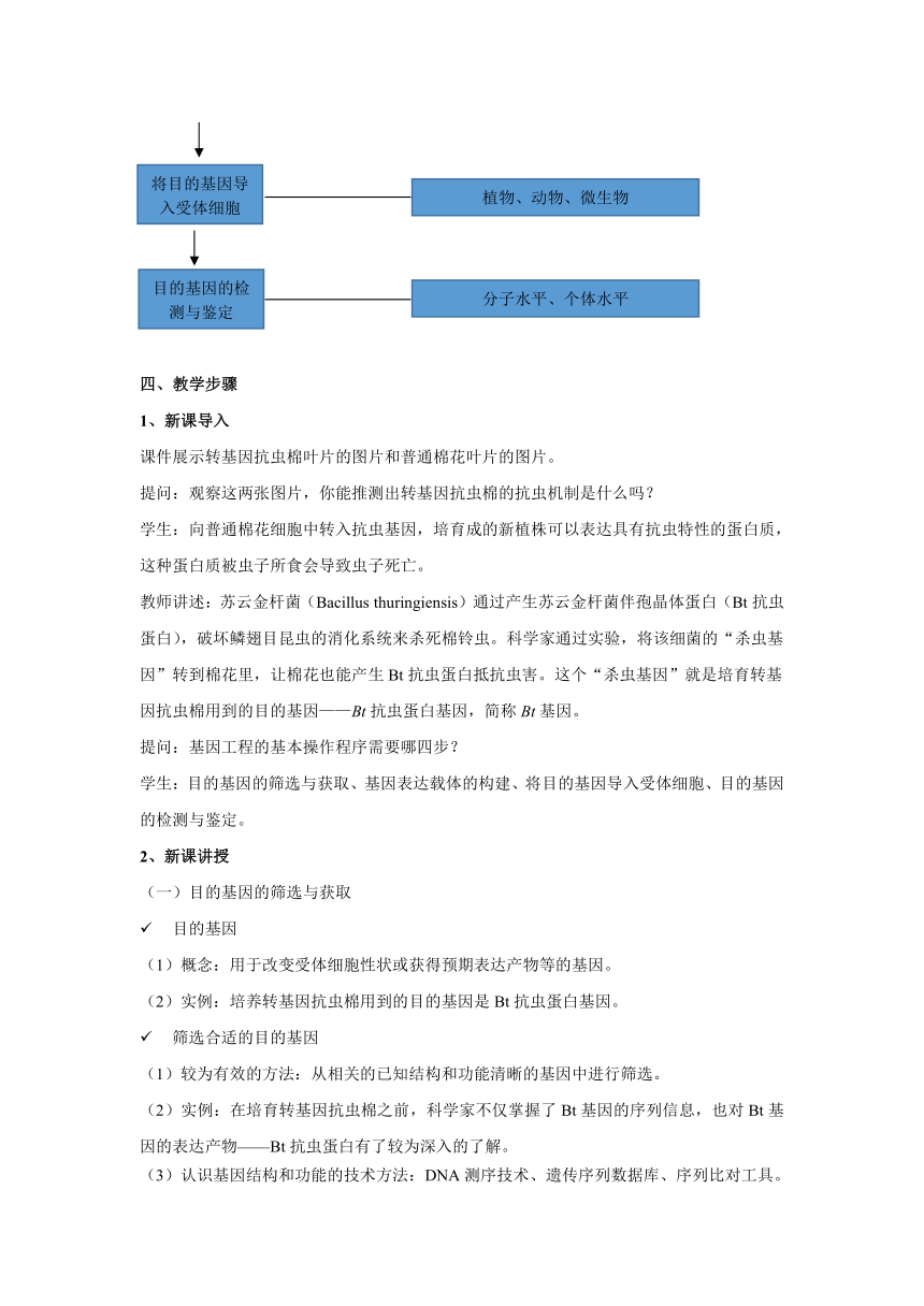 高中生物人教版（2019）选择性必修三3.2.1基因工程的基本操作程序 教案