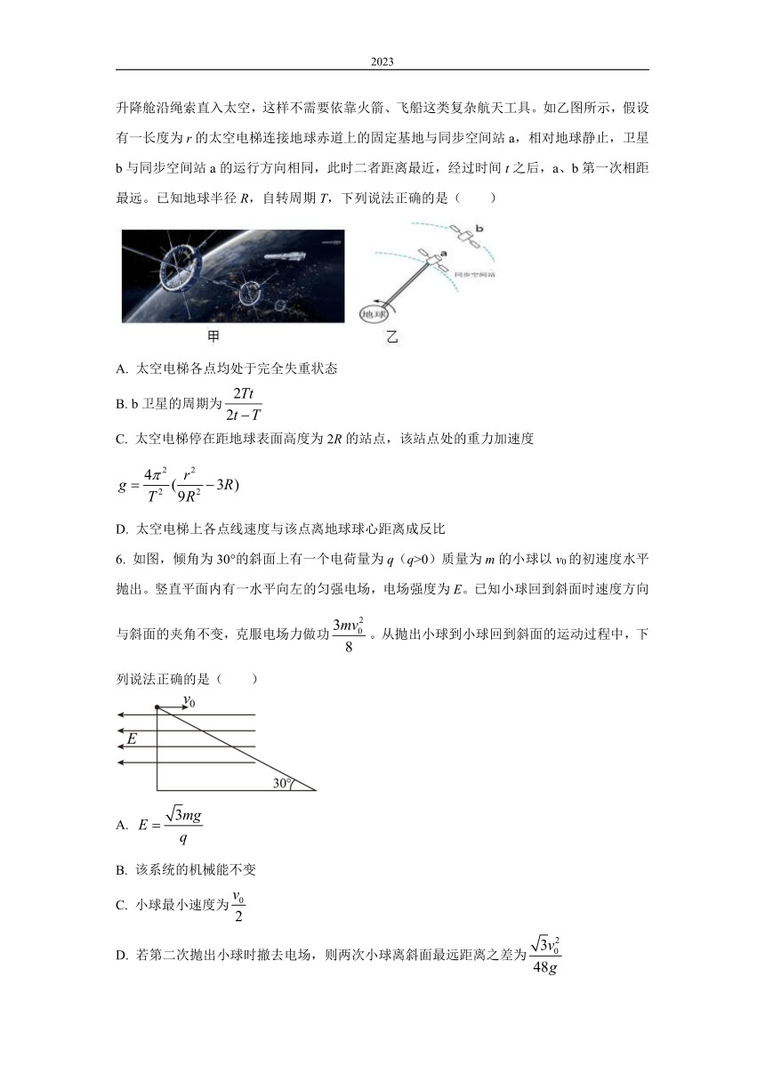 湖南省怀化市2022-2023学年高三下学期第一次仿真模拟考试物理试题（解析版）