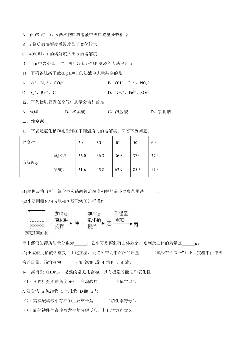 第八单元海水中的化学测试题(含答案)---2022-2023学年九年级化学鲁教版下册