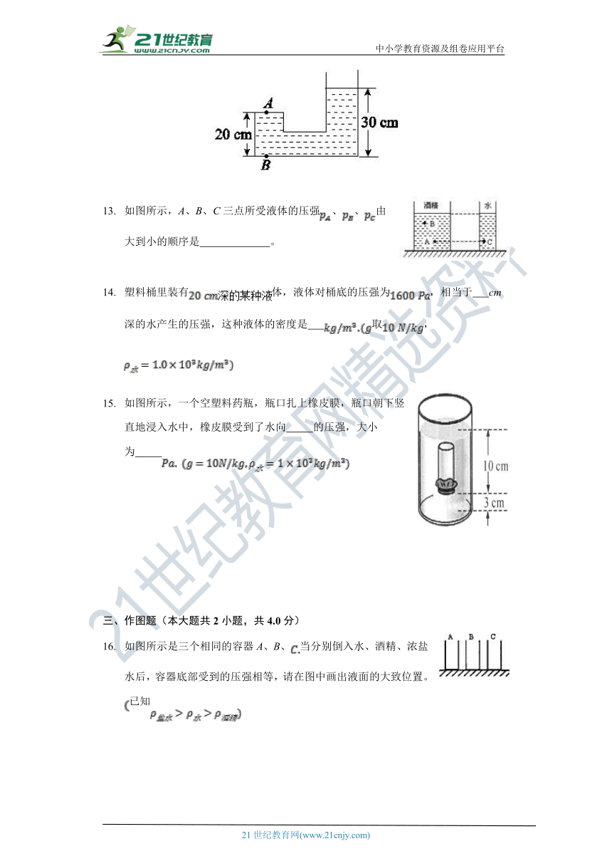 人教版八年级物理下册 9.2液体的压强同步练习（含解析）