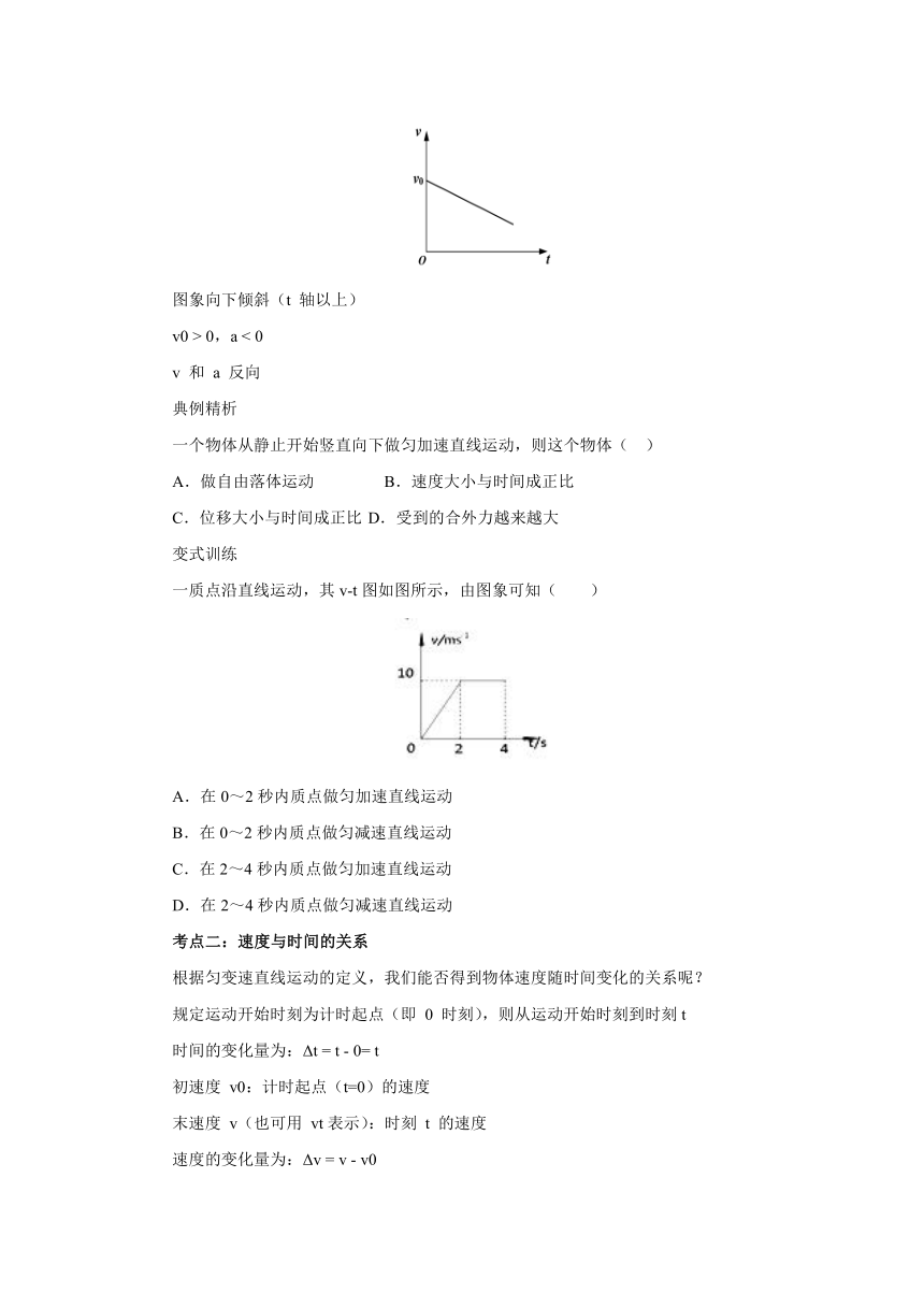 2.2匀变速直线运动的速度与时间的关系导学案  2022-2023学年上学期高一物理人教版（2019）必修第一册（word含解析）