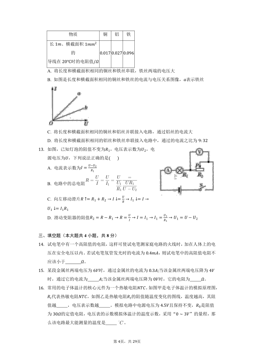 2022年中考物理 总复习：第三部分电学板块三欧姆定律 同步测试题（含解析）