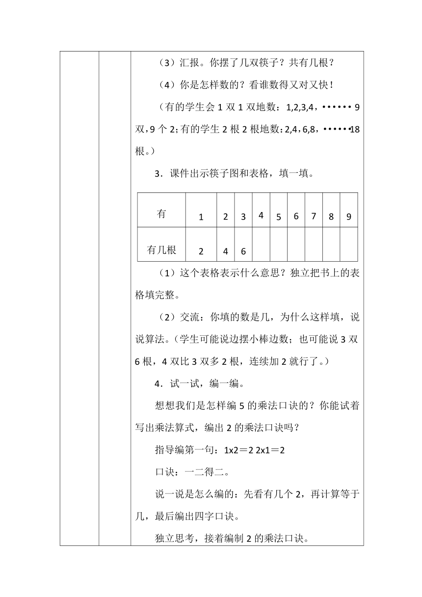 北师大版二年数学上册第五单元做家务表格式教案