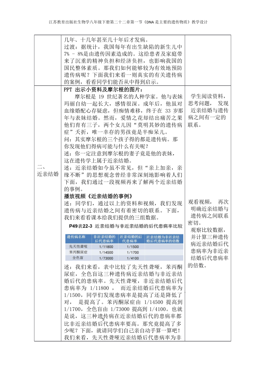 22.4 遗传病和优生优育教案