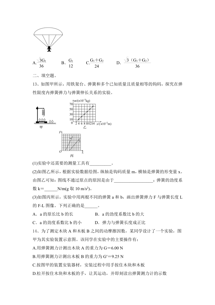 -2021-2022学年高一上学期物理粤教版2019必修第一册第三章 相互作用 期末复习 (Word版含答案)